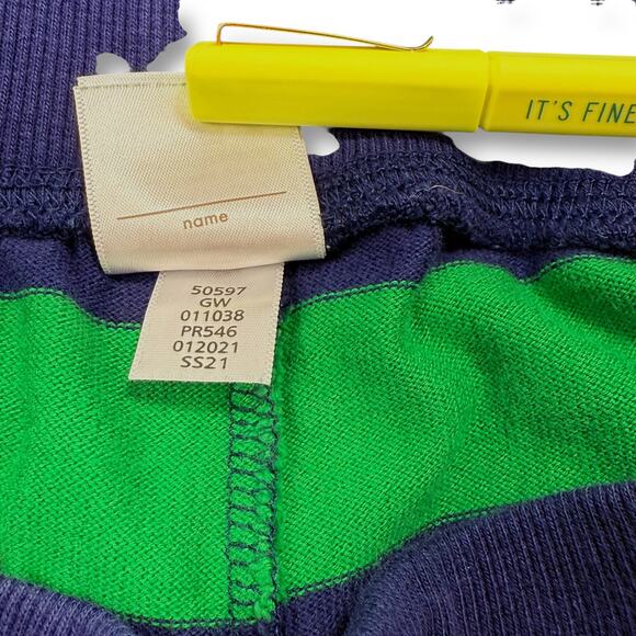 Hanna Andersson Navy Go Green Boys Rugby Knit Bold Stripe Shorts 8 Comfy Preppy - Picture 7 of 7